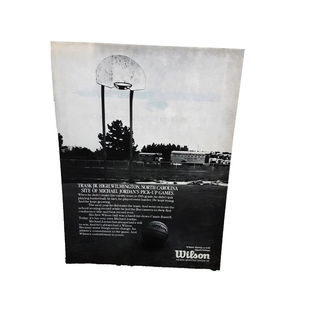 1988 Wilson Basketball Print Ad Michael Jordan Trask Jr High Court Vintage